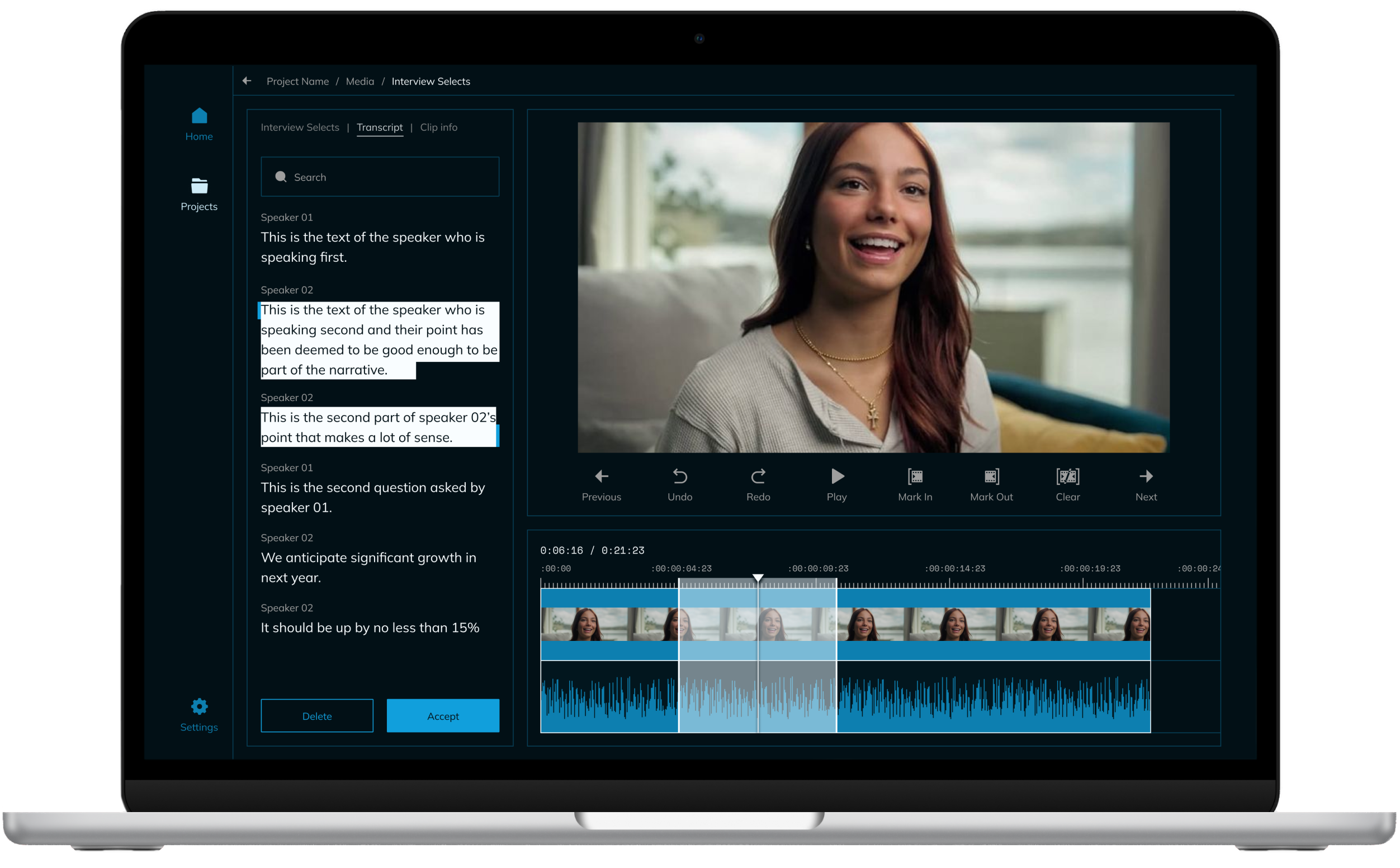 SelexAI timeline and program monitor